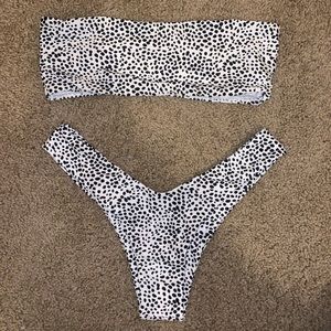 Black and white dotted thong bikini